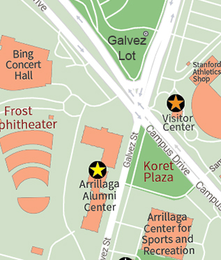 Map of Alumni Center location on campus